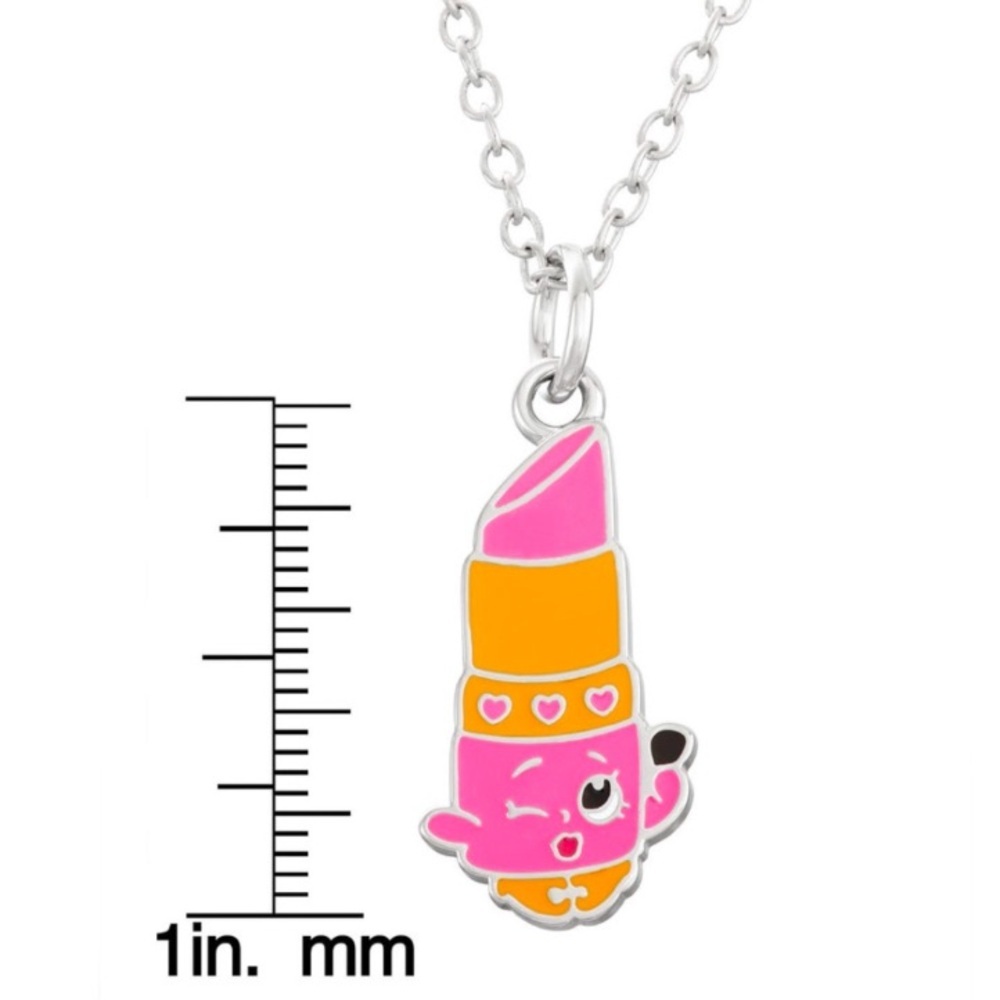 Shopkins Lippy‎ LIPS Pink Necklace 18" Silver Tone
Over Brass Necklace NEW GIFT - Picture 7 of 8